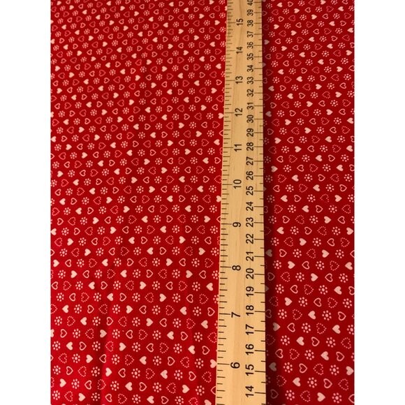 Red Cotton Fabric with Heart Pattern 1/2 Yard 44" Width Quilting Sewing Crafts - Picture 3 of 4